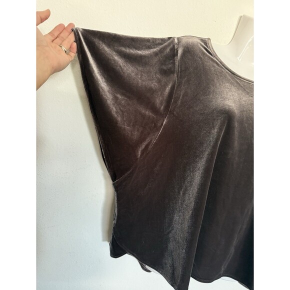 Madewell Velvet Top 2XL Womens Gray Butterfly Classy  Round Neck XXL Plus - Picture 3 of 9